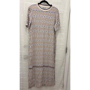 Conditions Apply Anthropologie Geometric Print Maxi Dress Tan Blue M